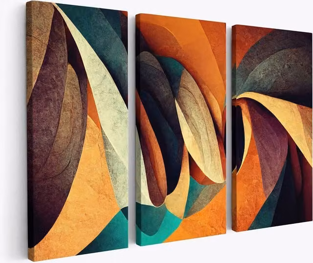 Cuadro tríptico abstracto Lumaléa multicolor de lienzo y madera An/P/Al: 150 x 100 x 5 cm