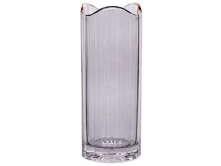 Jarrón de vidrio moderno Beliani de color gris para mesa, Altura: 30 cm