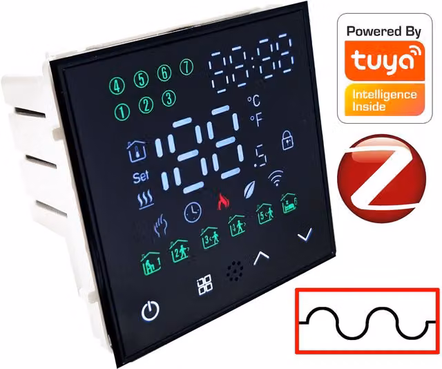 Controlador de calefacción con termostato de suelo inteligente RTX con control por voz y aplicación en color negro
