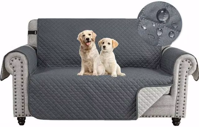 Funda de sofá de 2 plazas LIIYIELA impermeable y antideslizante en poliéster para proteger contra arañazos de mascotas, disponible en negro o gris