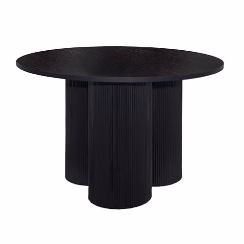 Mesa de comedor redonda moderna Oviala en color negro con acabado mate y diámetro de 120 cm