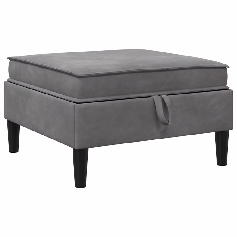Taburete de sofá con almacenamiento vidaXL en terciopelo gris oscuro y negro con funda extraíble