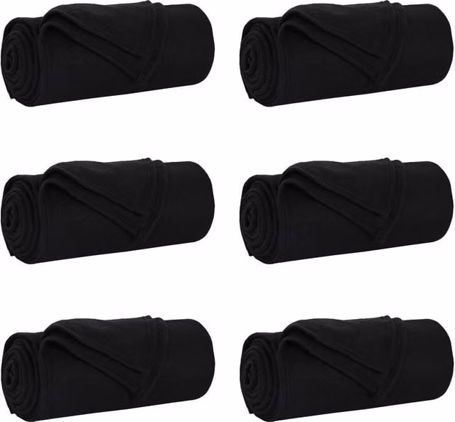 Set de 6 mantas de sofá vidaXL de lana y vellón, color negro, An/P: 200 x 150 cm