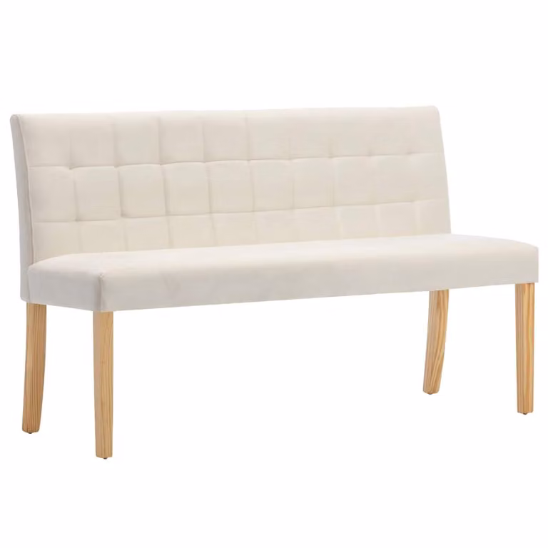 Banco de terciopelo vidaXL en color beige para salón o recibidor, Ancho: 140 cm