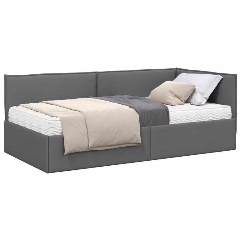 Estructura de cama de esquina con 2 colchones vidaXL en terciopelo gris de 100 x 200 cm