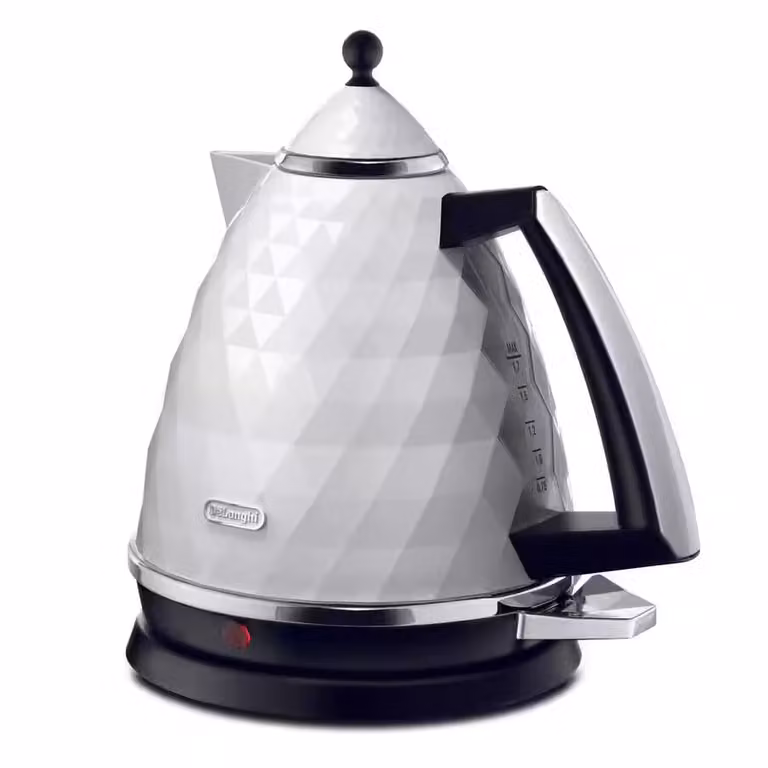 Tetera eléctrica De'Longhi Brillante KBJ2001.W en color blanco y material plástico