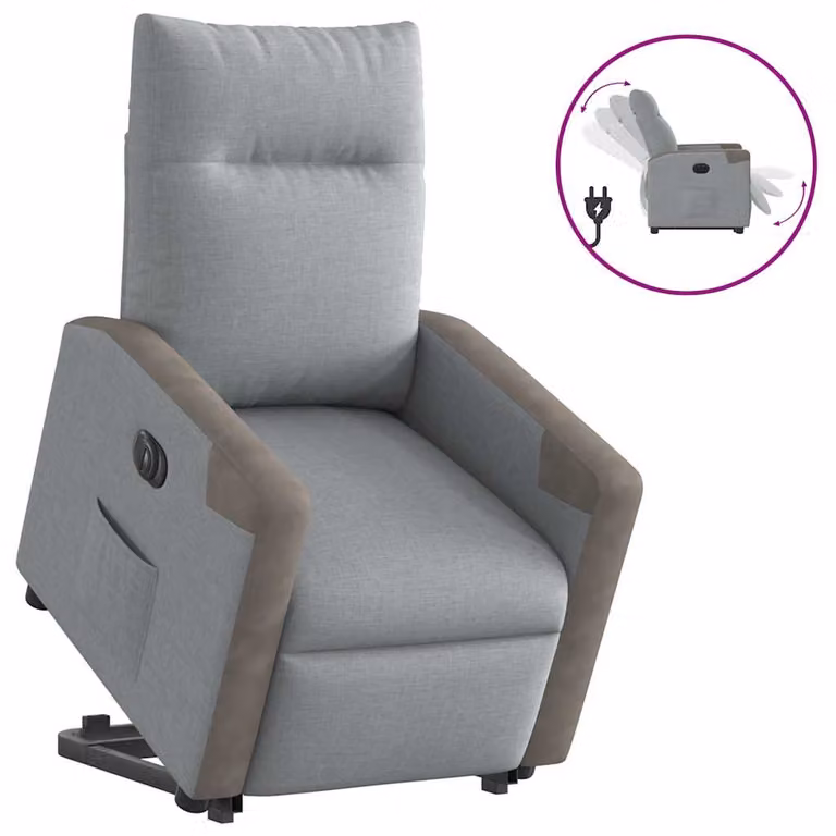 Sillón eléctrico reclinable y elevable vidaXL de tela gris claro con reposabrazos para mayores