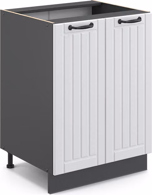 Mueble bajo de cocina Vicco Fame-Line estilo casa de campo en color blanco con puertas de cierre suave y estantes internos, An/P/Al: 60 x 51,6 x 82 cm