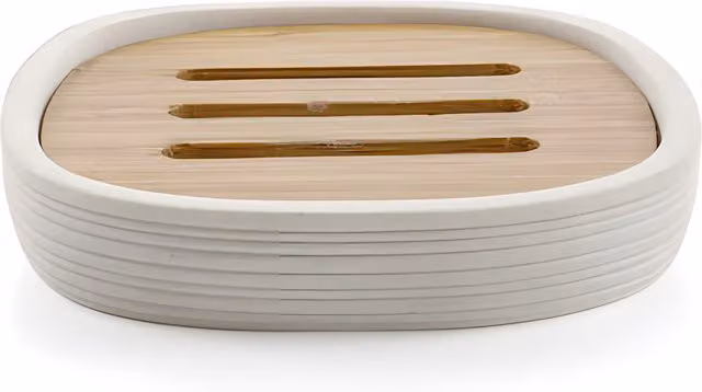 Jabonera de encimera B-Kubic de Bathstage en color blanco y material plástico