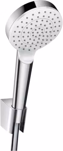 Set de ducha Hansgrohe Crometta Vario con alcachofa redonda, flexo y soporte en acabado cromado con función rain y sistema antical