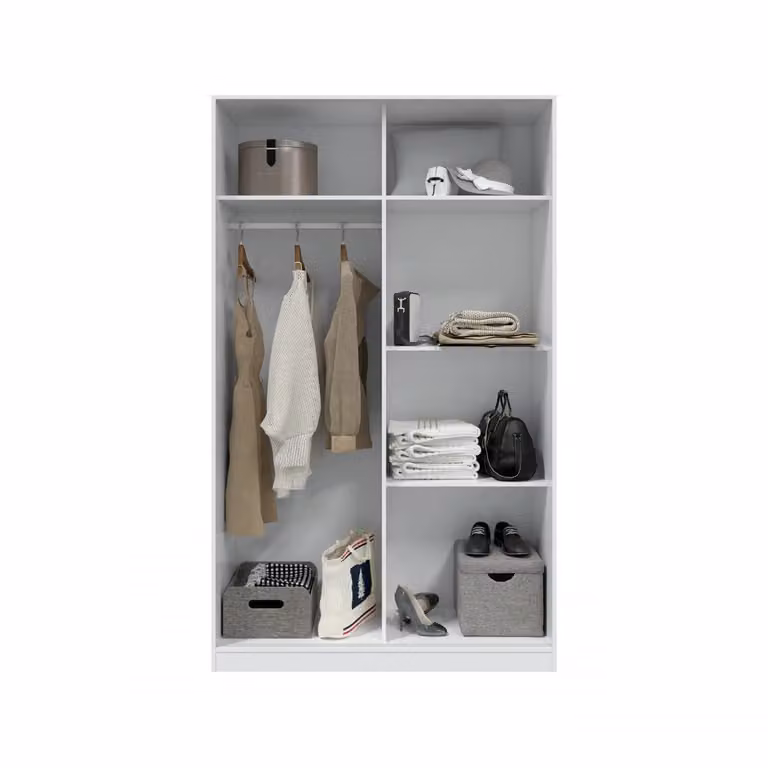 Armario de puertas correderas DUEHOME en blanco mate y gris cemento, An/P/Al: 120 x 50 x 200 cm