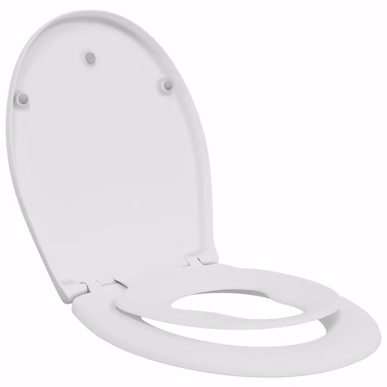 Asiento de WC ovalado vidaXL en color blanco de plástico y madera, An/P/Al: 47 x 37 x 4 cm