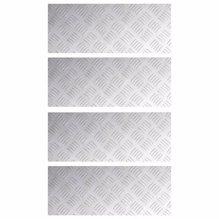 Set de 4 peldaños rectangulares vidaXL de aluminio plateado, antideslizantes y resistentes, An/P: 50 x 20 cm