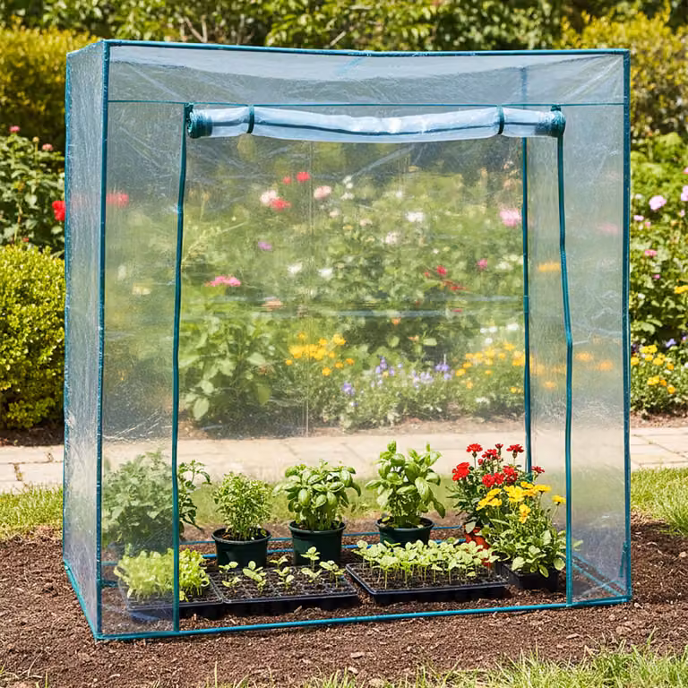 Invernadero Spetebo transparente y verde con estructura de metal y cubierta de plástico para jardín de hortalizas y ornamental, Al 170 cm x An 80 cm