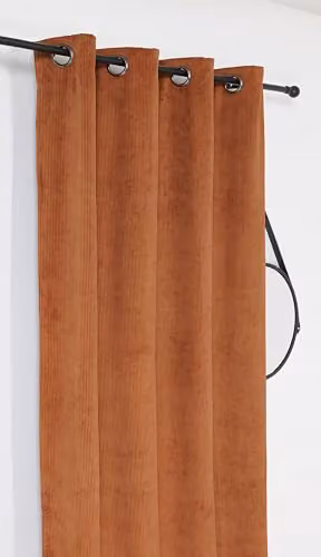 Cortina oscurecedora térmica y aislante Linder Alberta con ojales, diseño de rayas, color naranja, An/Al: 140 x 260 cm
