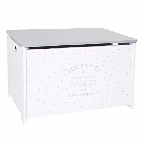 Caja de almacenaje infantil Atmosphera de estilo escandinavo en gris y blanco con diseño de puntos y tapa extraíble, An/P/Al: 38 x 38 x 10 cm