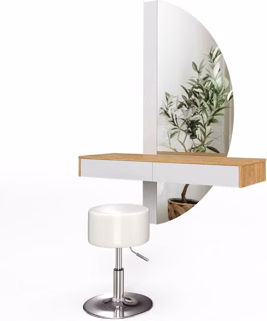 Tocador Vicco Melisa blanco con iluminación LED y taburete An/P/Al: 120 x 40 x 161,1 cm