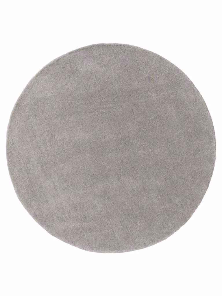 Alfombra redonda de lana Benuta en color gris, estilo minimalista y acabado hand-tufted, Diámetro: 100 cm