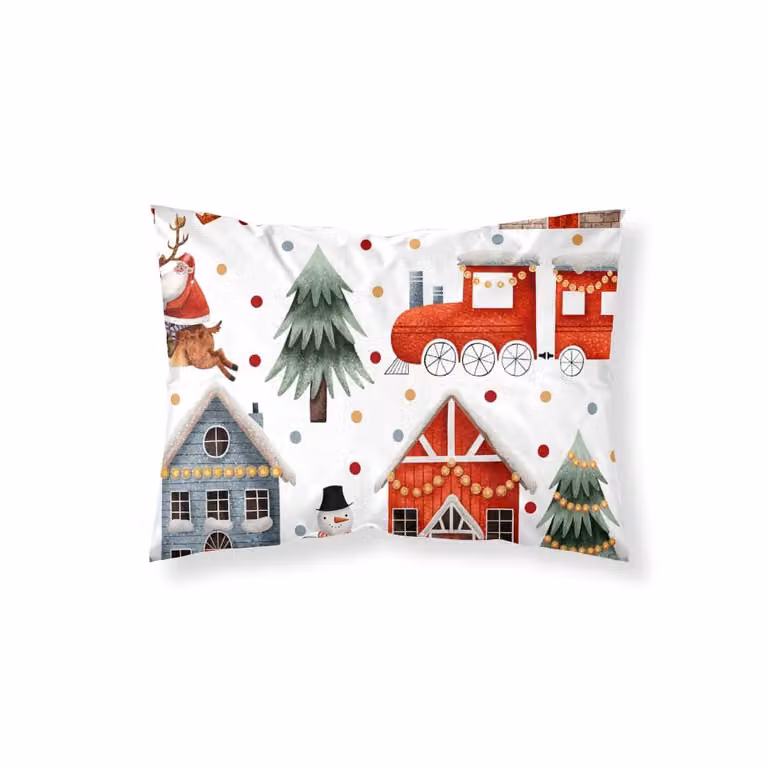 Funda de almohada personalizada Muare Home con diseño navideño multicolor de 100% poliéster, 65 x 65 cm