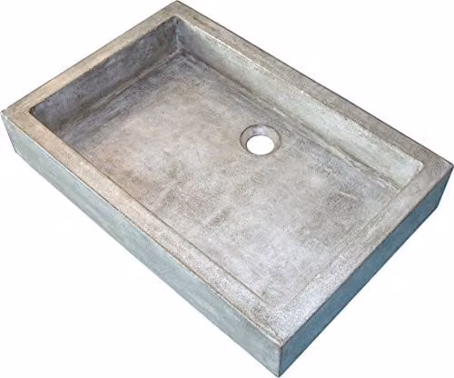 Lavabo de sobreponer rectangular ONDÉE TIMBRE en compuesto de granito color gris antracita, An/P/Al: 60 x 40 x 10 cm