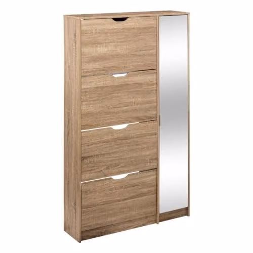Mueble zapatero con espejo 5 five simply smart en color marrón con 4 cajones y capacidad para 21 pares de zapatos An/P/Al: 85.0 x 33.2 x 155.4 cm