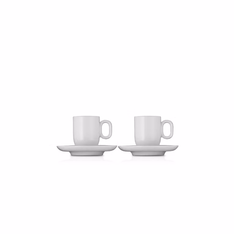 Juego de 4 piezas de 2 tazas y platillos Barista Espresso WMF en porcelana blanca