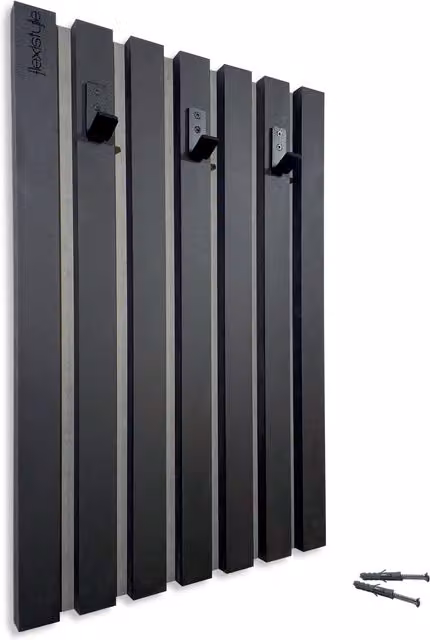Perchero de pared Lamele de Flexistyle en color negro mate, Ancho: 40 cm