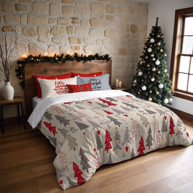 Funda nórdica de Navidad Decolores Home multicolor en poliéster, An/P: 220 x 200 cm