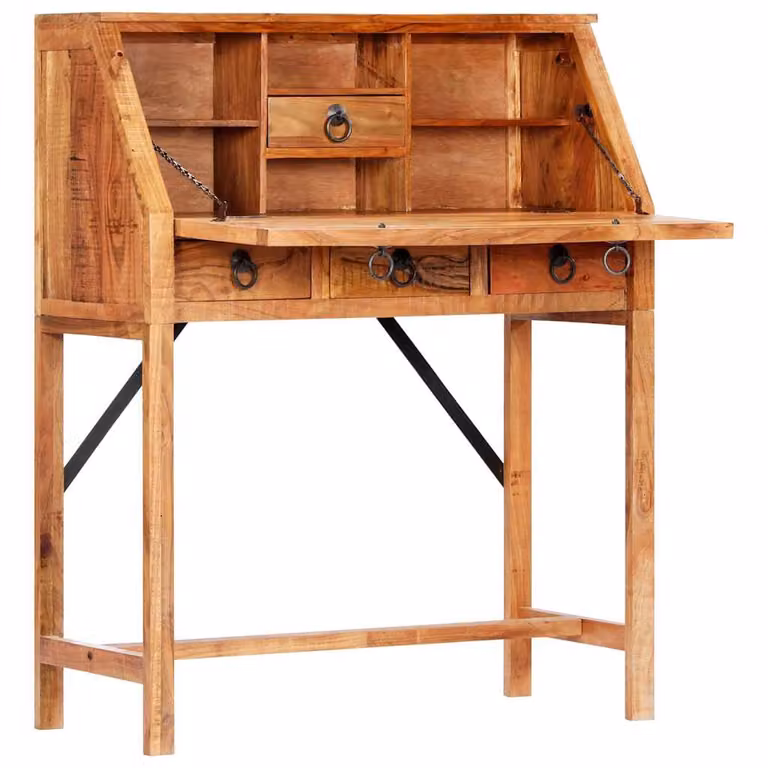 Escritorio de secretaria retro vidaXL de madera de acacia marrón An/P/Al: 90 x 40 x 107 cm