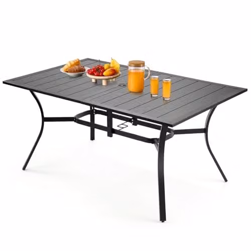 Mesa de comedor rectangular VEVOR para jardín y terraza, de acero con acabado mate en color negro, An/P/Al: 150 x 96 x 72,5 cm