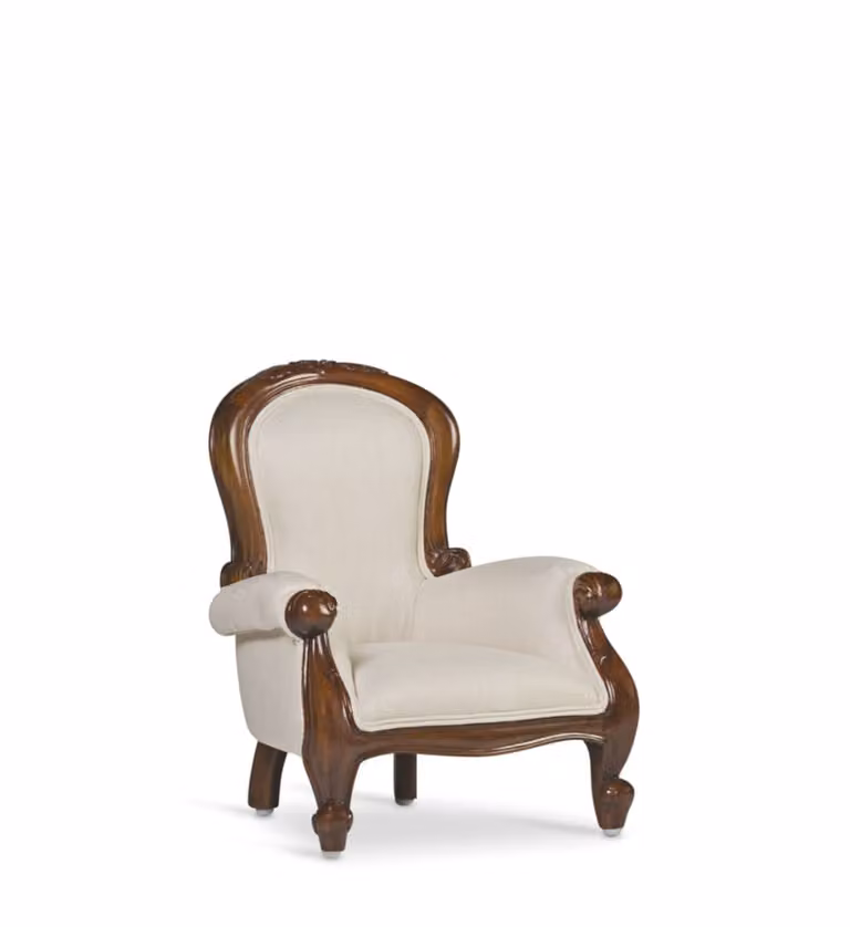 Sillón para niños MOYCOR de madera de caoba marrón y poliéster blanco