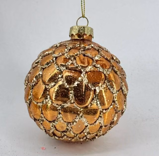 Bola de Navidad de cristal redondo Marrón Carey Feeric Lights de 80 mm