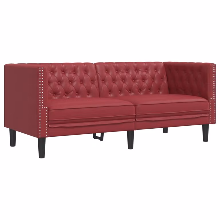 Sofá Chesterfield de 2 plazas vidaXL en cuero artificial rojo