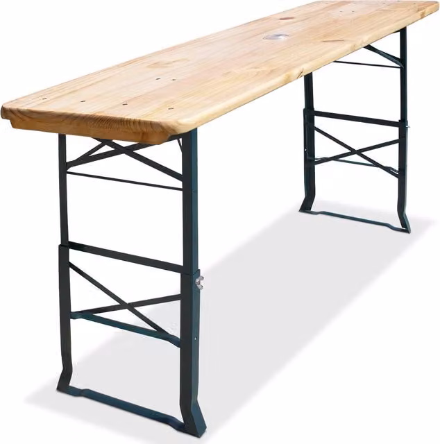 Mesa plegable de madera NORTHIX con altura ajustable y orificio para sombrilla, color marrón, An/P/Al: 105 x 50 x 76 cm