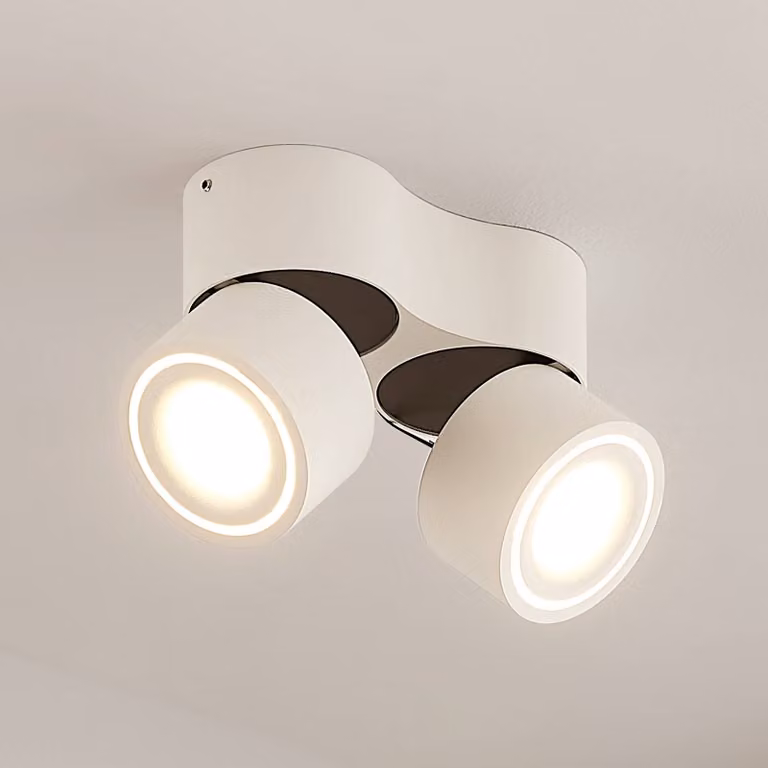 Downlight LED empotrable Arcchio Rotari en aluminio blanco con 2 luces, 1362 lm y regulable para pasillos