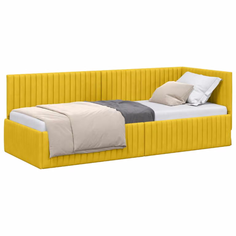 Estructura de cama en esquina vidaXL tapizada en terciopelo amarillo An: 80 cm, Al: 200 cm