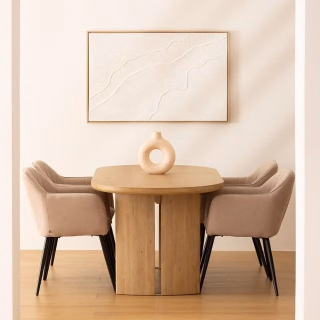 Mesa de comedor ovalada Atmosphera Lousada de madera de acacia en color beige, An/P/Al: 180 x 90 x 76 cm