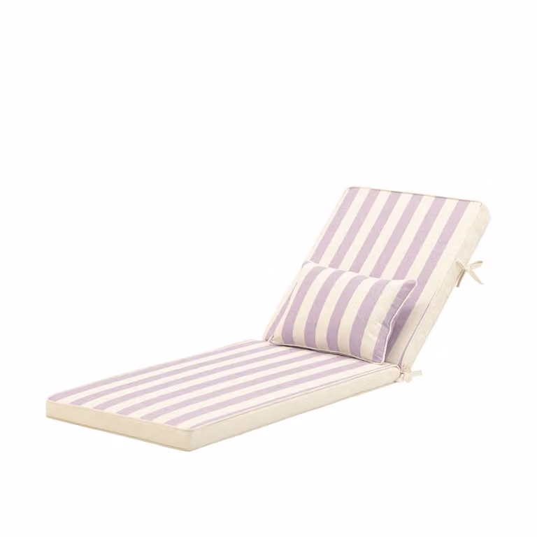Pack de 2 cojines para tumbona de jardín Defora Home con diseño de rayas marítimas en color violeta y beige