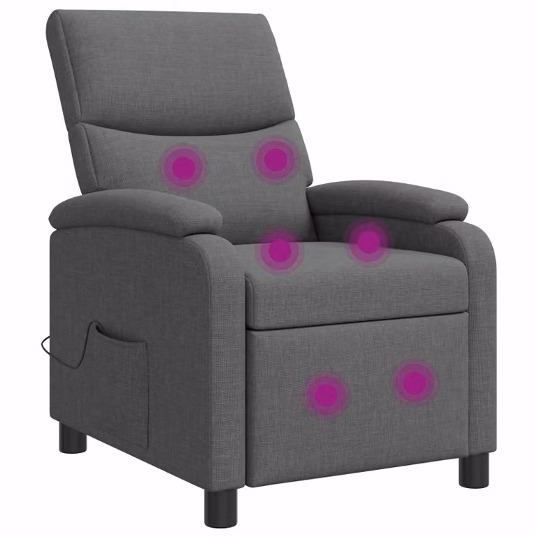 Silla de masajes reclinable vidaXL en gris oscuro con tela y reposabrazos