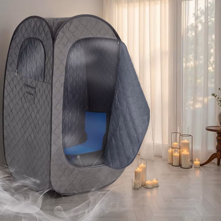Sauna de vapor portátil TecTake de 1000 W con 15 niveles de temperatura en gris y negro