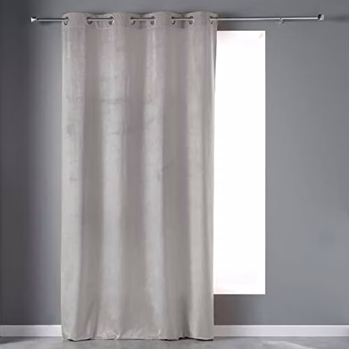 Cortina de terciopelo Douceur d'Intérieur con ojales, color gris plata, An/Al: 140 x 240 cm