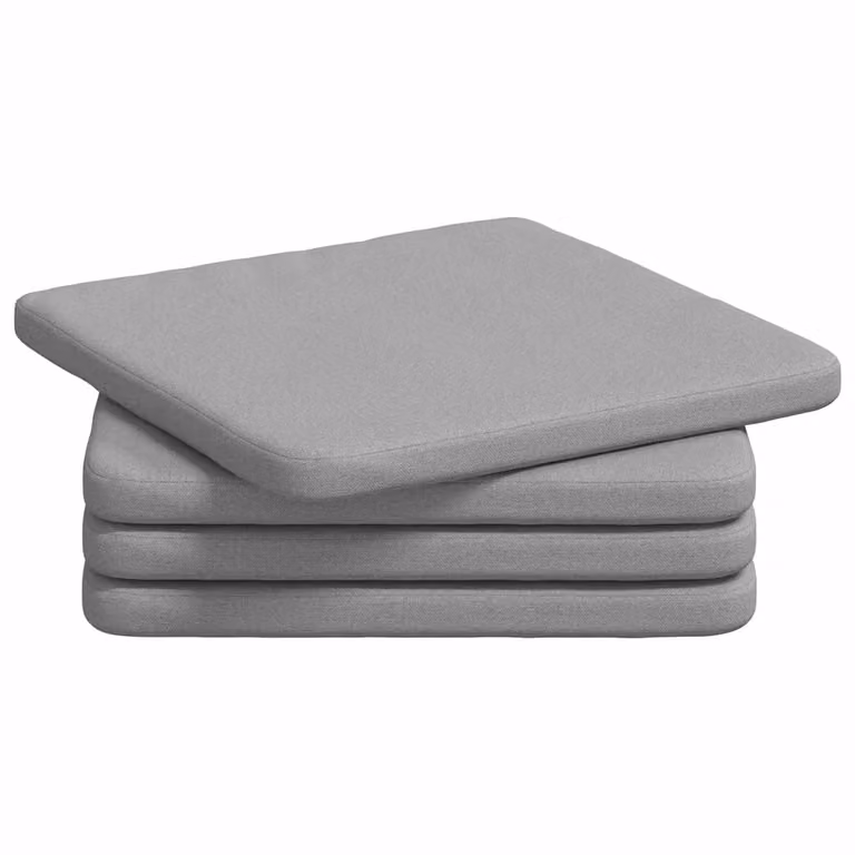 Set de 4 cojines para asiento vidaXL de espuma, color gris, An/An/Al: 40 x 40 x 3 cm