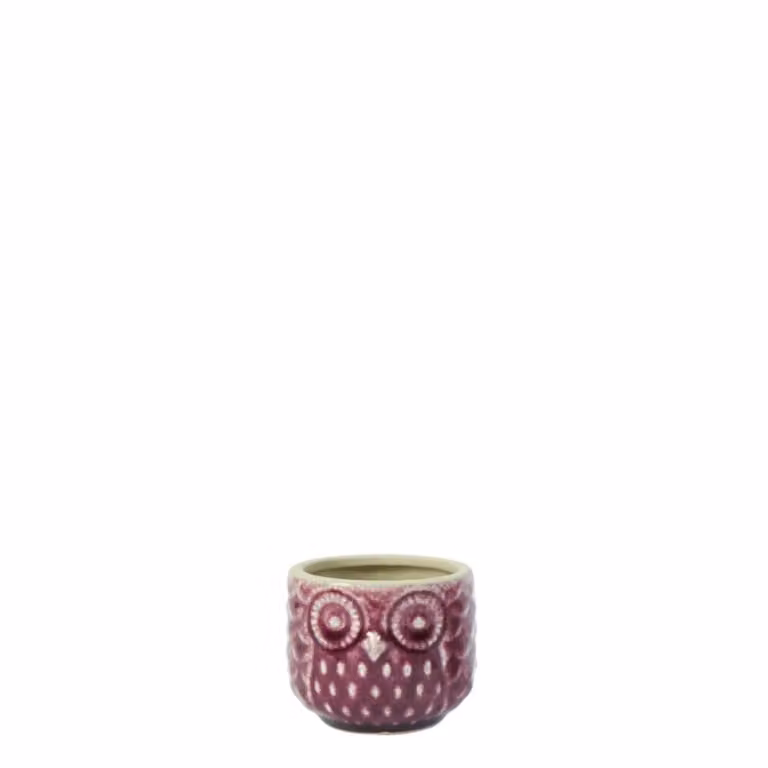Macetero decorativo de cerámica Sia Deco con diseño abstracto redondo en colores beige, morado y marrón para mesa