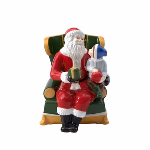 Figura decorativa de Papá Noel en el sillón Christmas Toys de Villeroy & Boch en porcelana multicolor y rojo