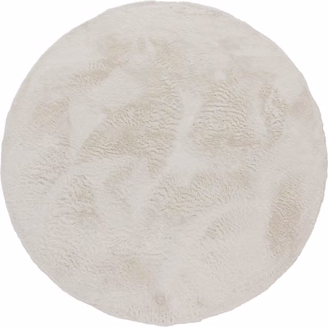 Alfombra redonda de piel sintética Fluffy color beige, Diámetro: 120 cm