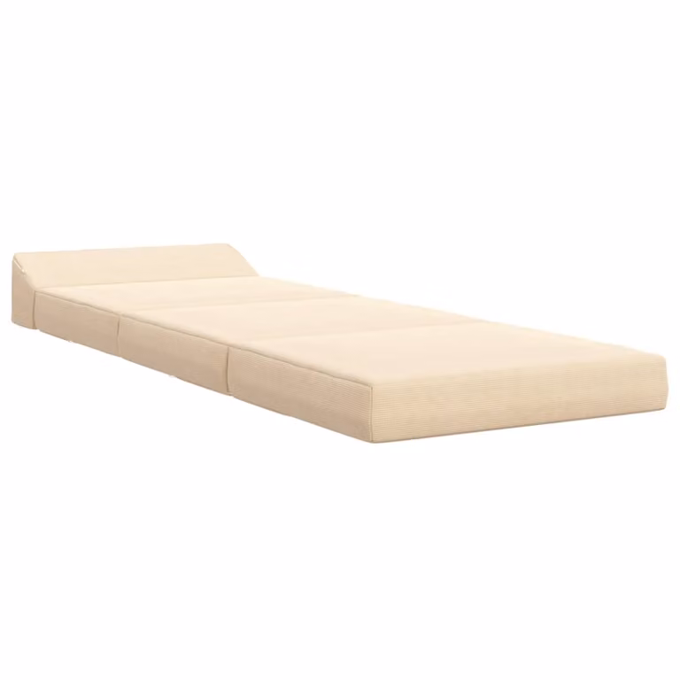 Sofá cama plegable de 2 plazas vidaXL en color beige con tela de pana y relleno de espuma, An/P/Al: 200 x 70 x 10 cm