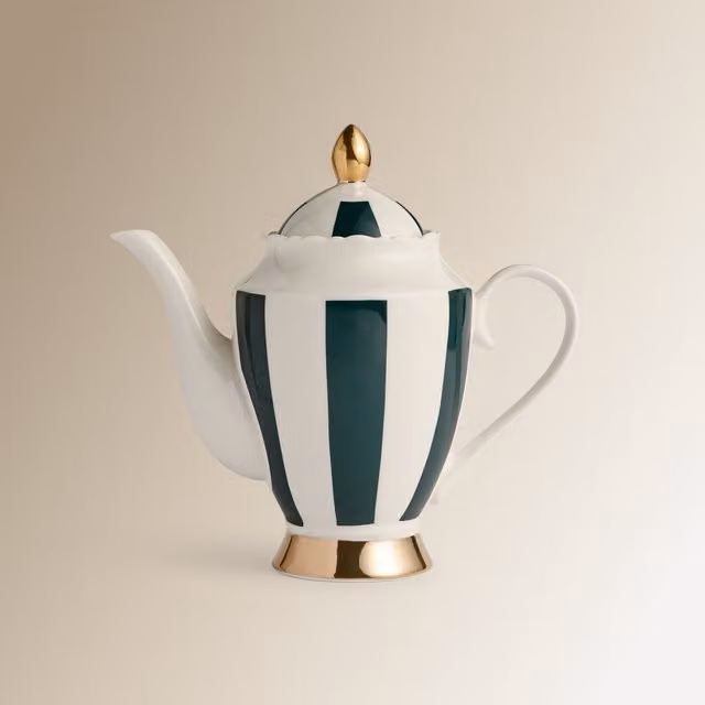 Tetera Persia de porcelana El Corte Inglés en colores oro, púrpura y verde