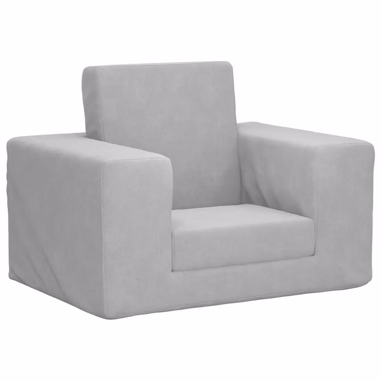 Sofá cama infantil plegable vidaXL en felpa suave gris claro
