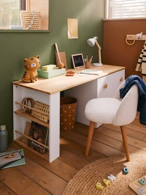 Escritorio infantil Vertbaudet LÍNEA OSA MAYOR de madera de pino en color blanco