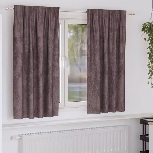 Set de 2 cortinas de terciopelo vidaXL con ojetes, color marrón, An/Al: 142 x 175 cm